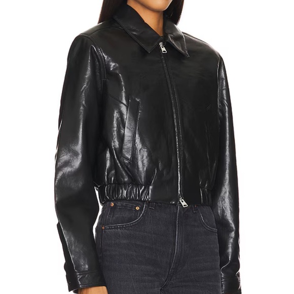 AGOLDE SHOREDITCH SKI CLUB X AGOLDE ESSIE RECYCLED LEATHER CROPPED JACKET - Picture 4 of 7